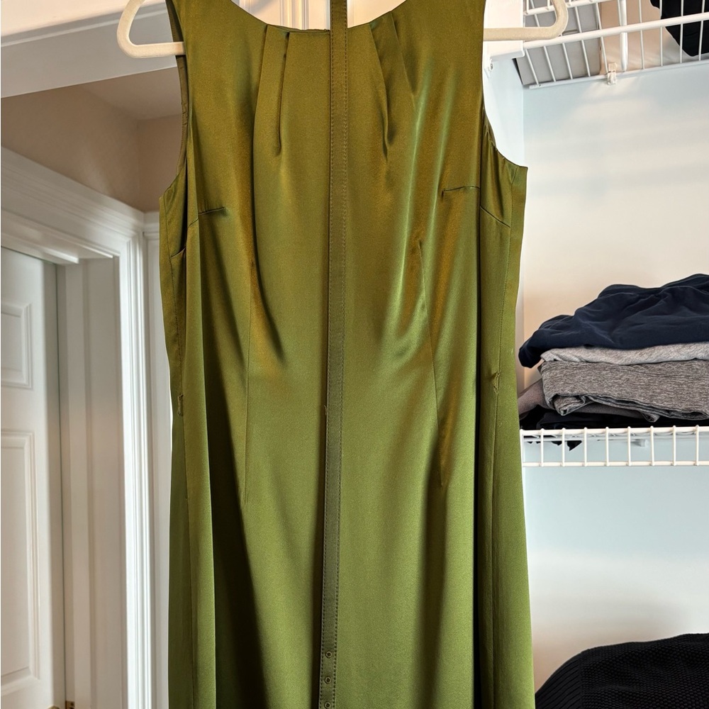 Ann Taylor Silk Olive Green Dress with Belt